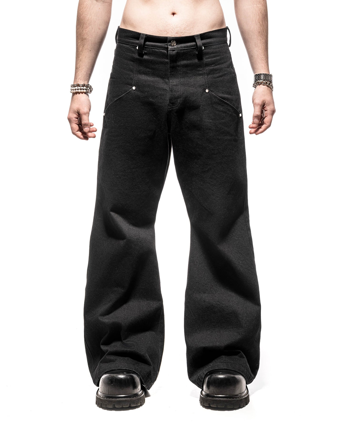 Black Studded Flared Jeans V2