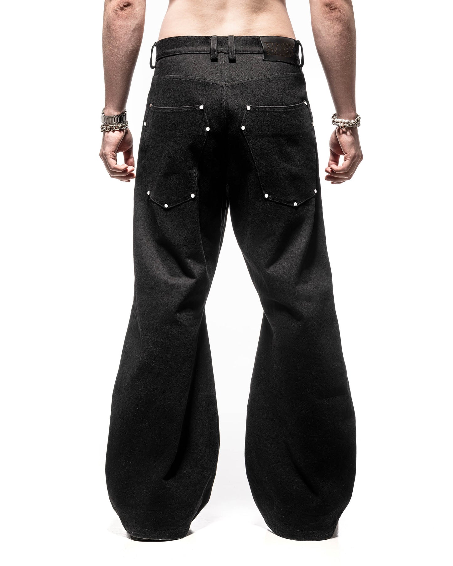 Black Studded Flared Jeans V2