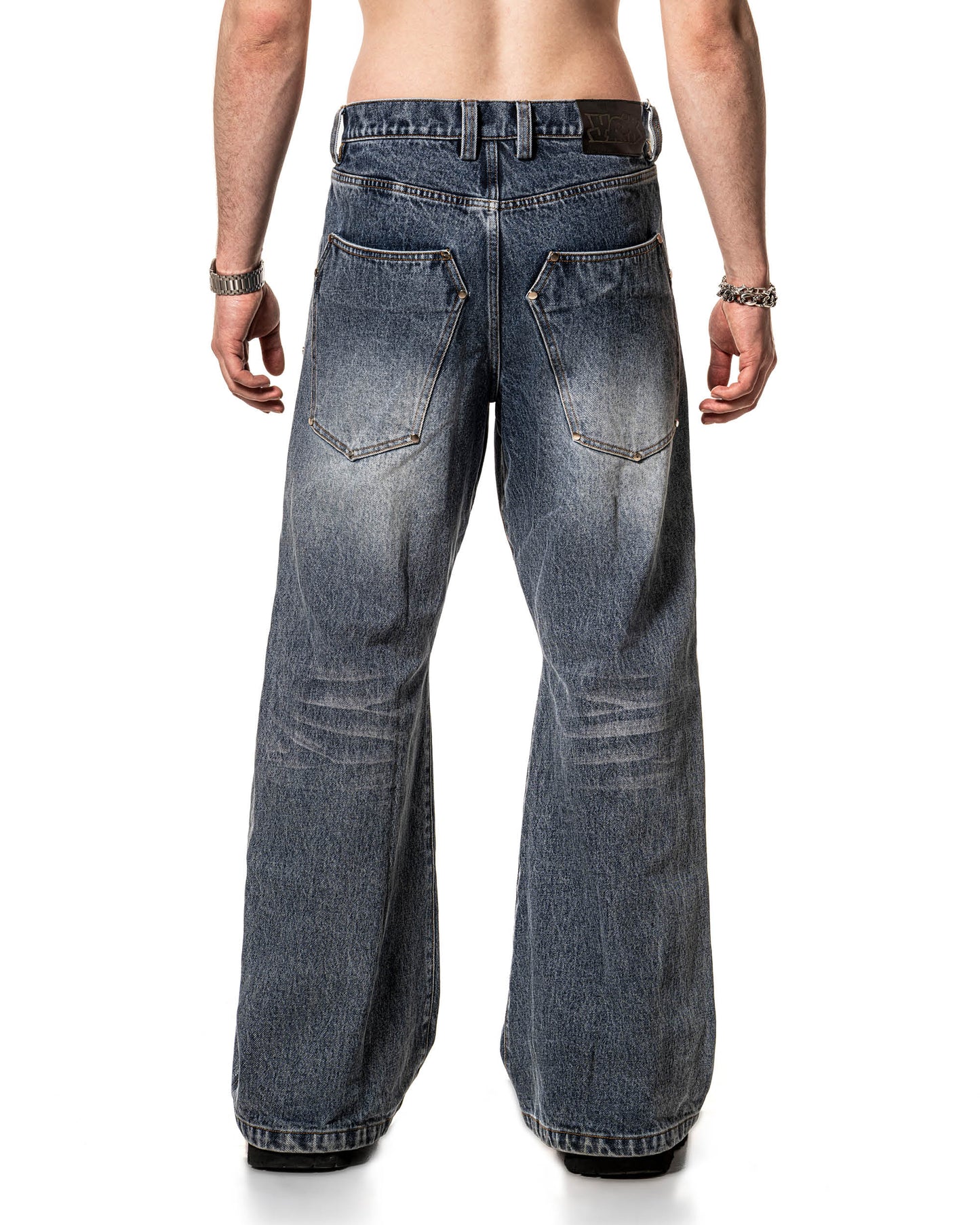 Blue Studded Flared Jeans