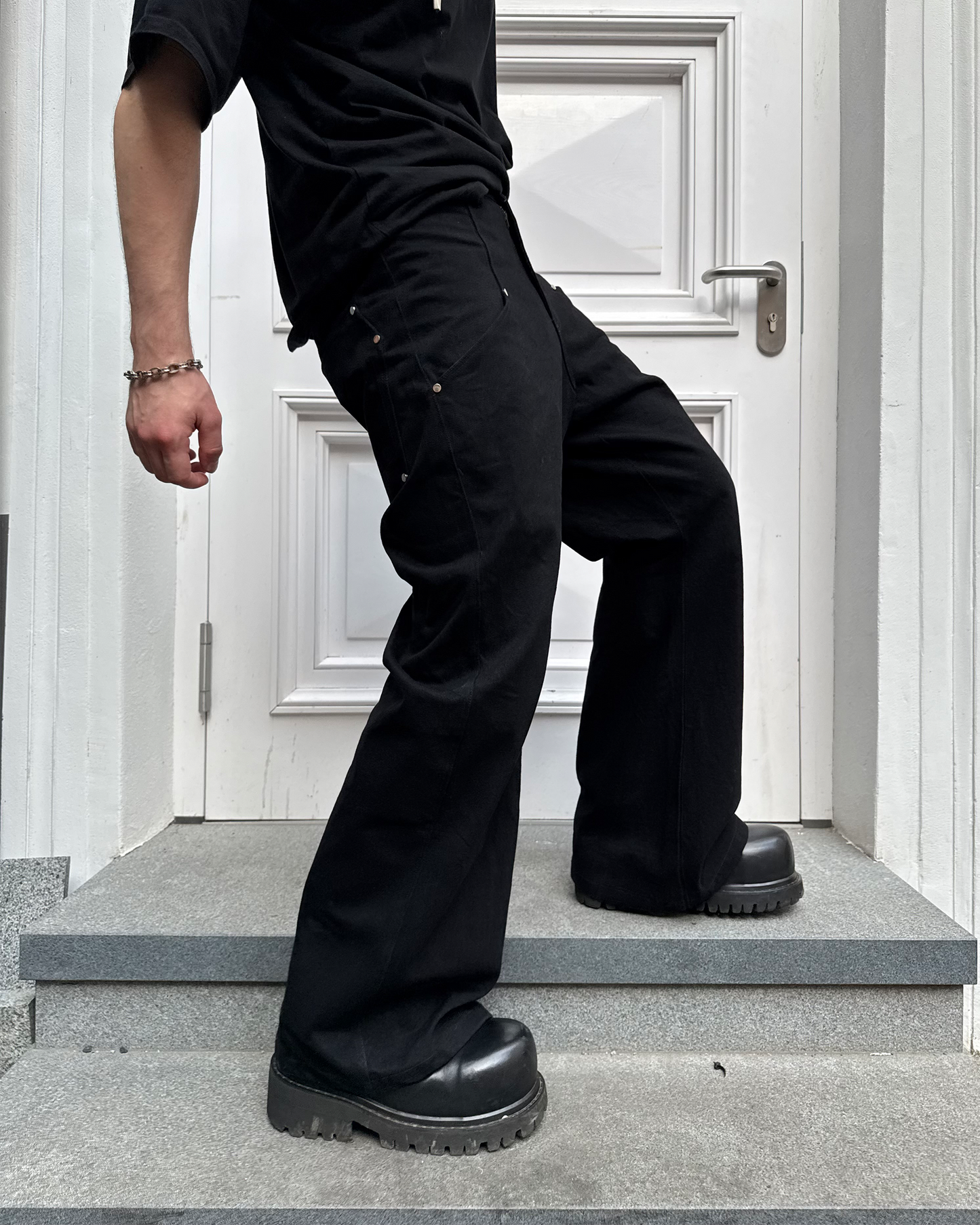 Black Studded Flared Jeans V2