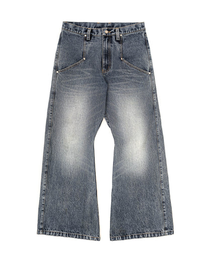 Blue Studded Flared Jeans