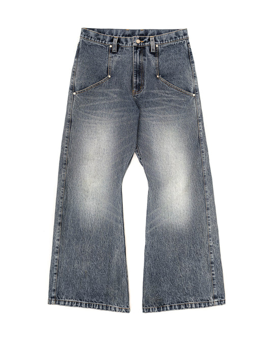 Blue Studded Flared Jeans