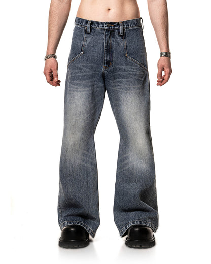 Blue Studded Flared Jeans