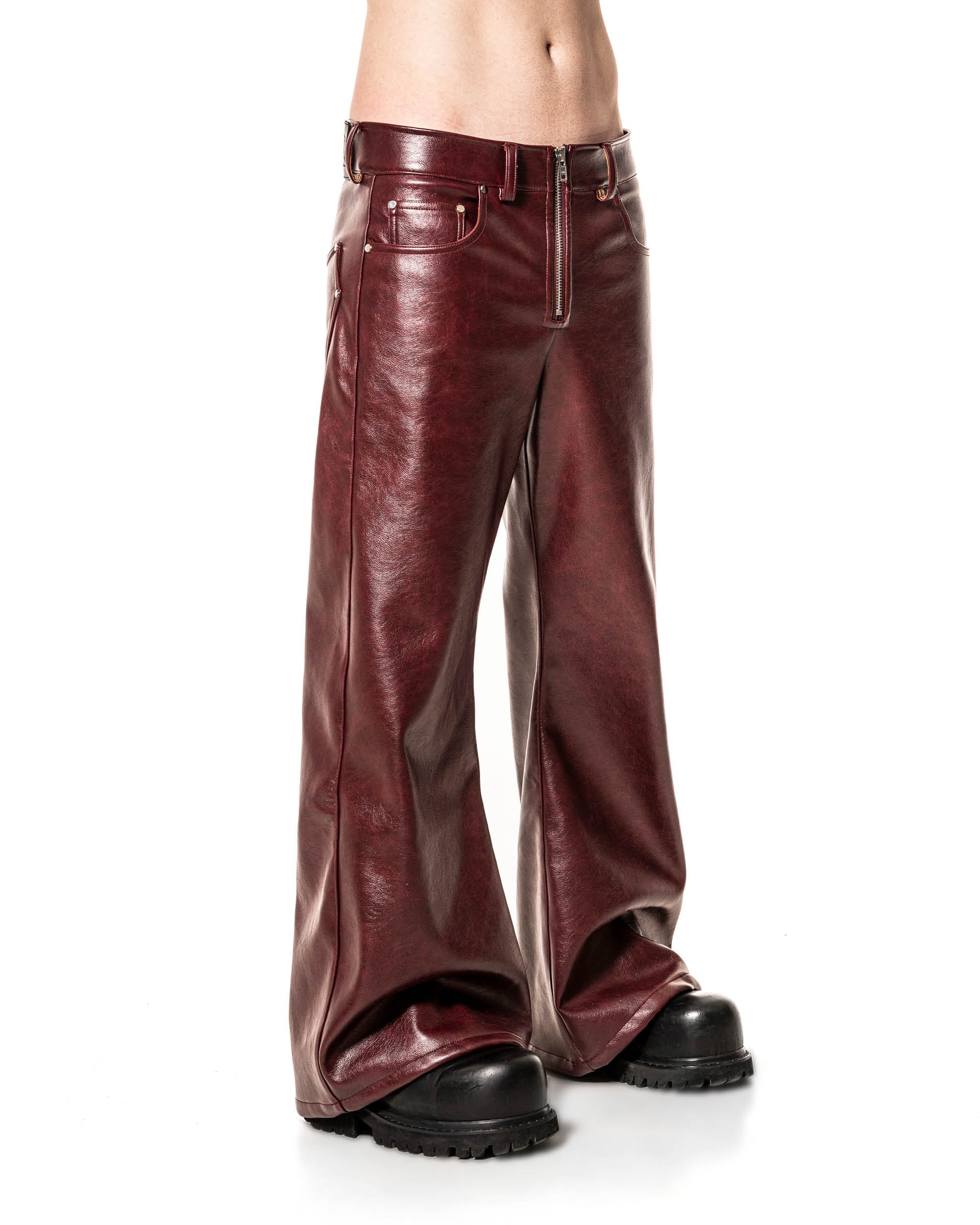 Oxblood Rockstar Pants | Faux Leather Statement Trousers – YARIK