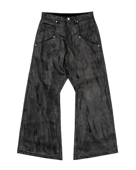 WAXED STUDDED FLARED JEANS