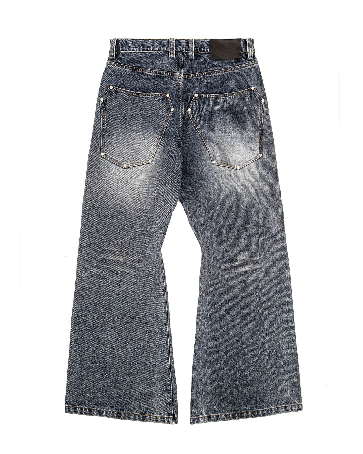 Blue Studded Flared Jeans